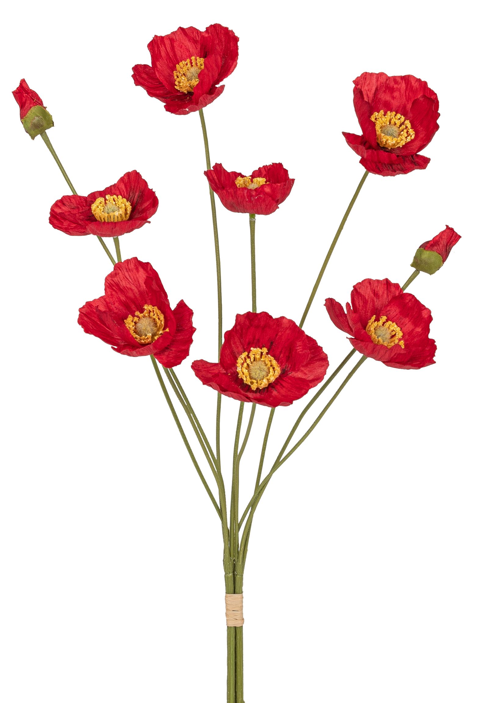 Mohnblumenbund x 9 60cm Blütenkopf Ø ca. 1,5/6/7cm Farbe: rot
