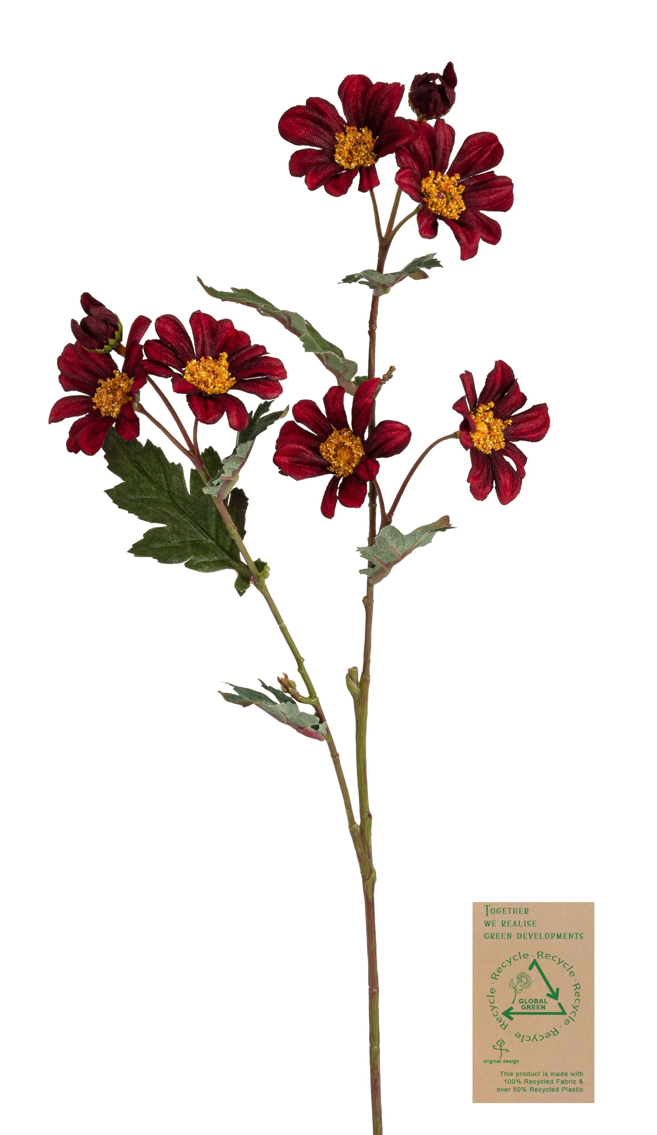 Margeritenzweig RE 2-fach 61cm Blütenkopf Ø ca. 6cm Farbe: burgund