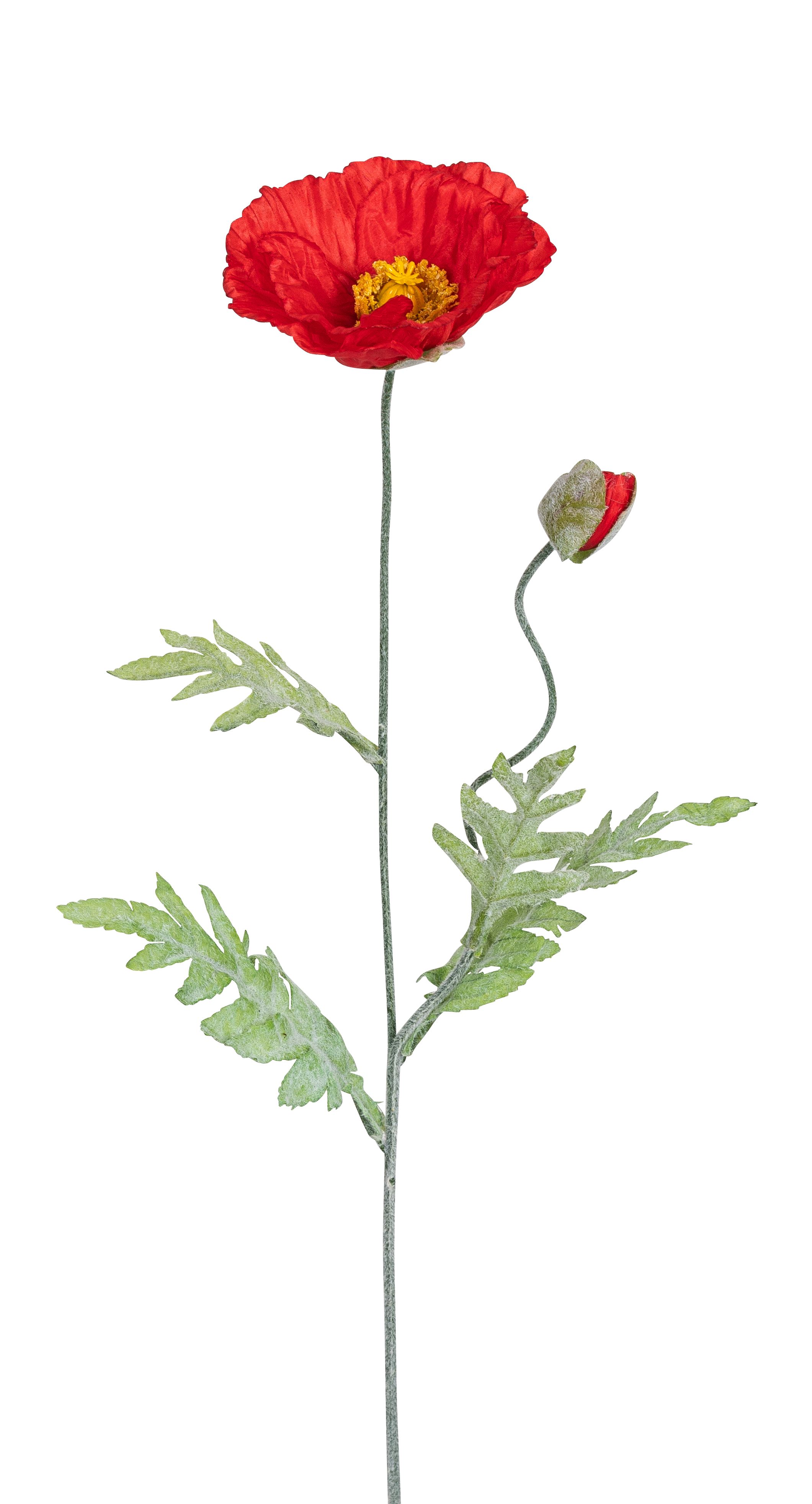Mohnblumenzweig x 2 73cm Blütenkopf Ø ca. 2,5/12cm Farbe: rot