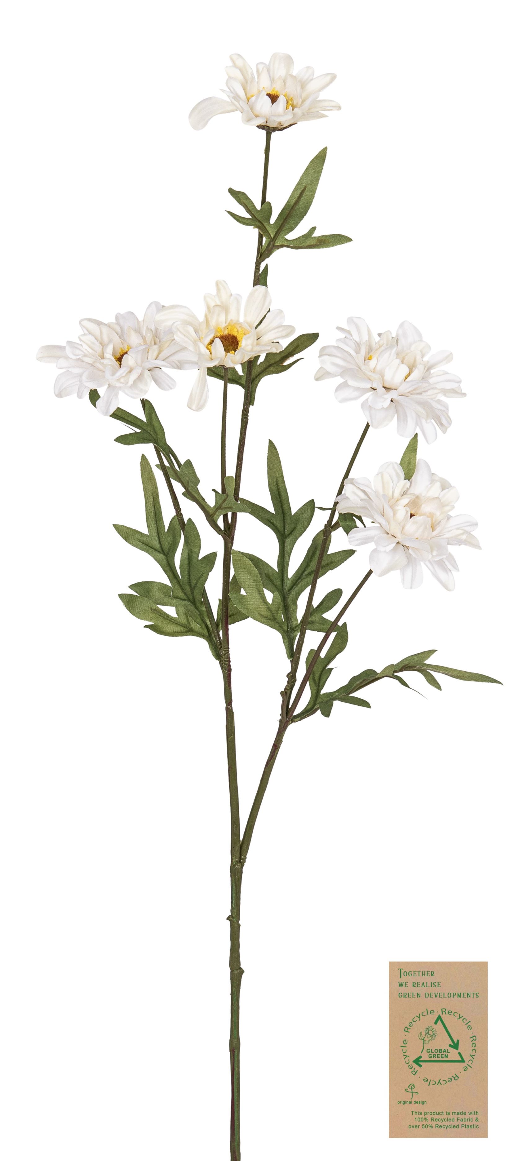Margeritenzweig RE x 5 75cm Blütenkopf Ø ca. 5,5/7cm Farbe: elfenbein