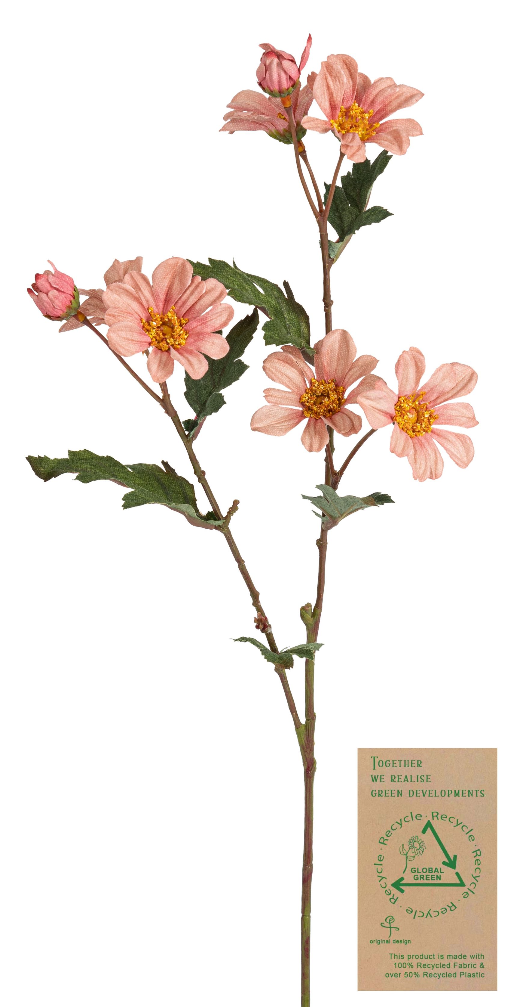 Margeritenzweig RE 2-fach 61cm Blütenkopf Ø ca. 6cm Farbe: altrosé
