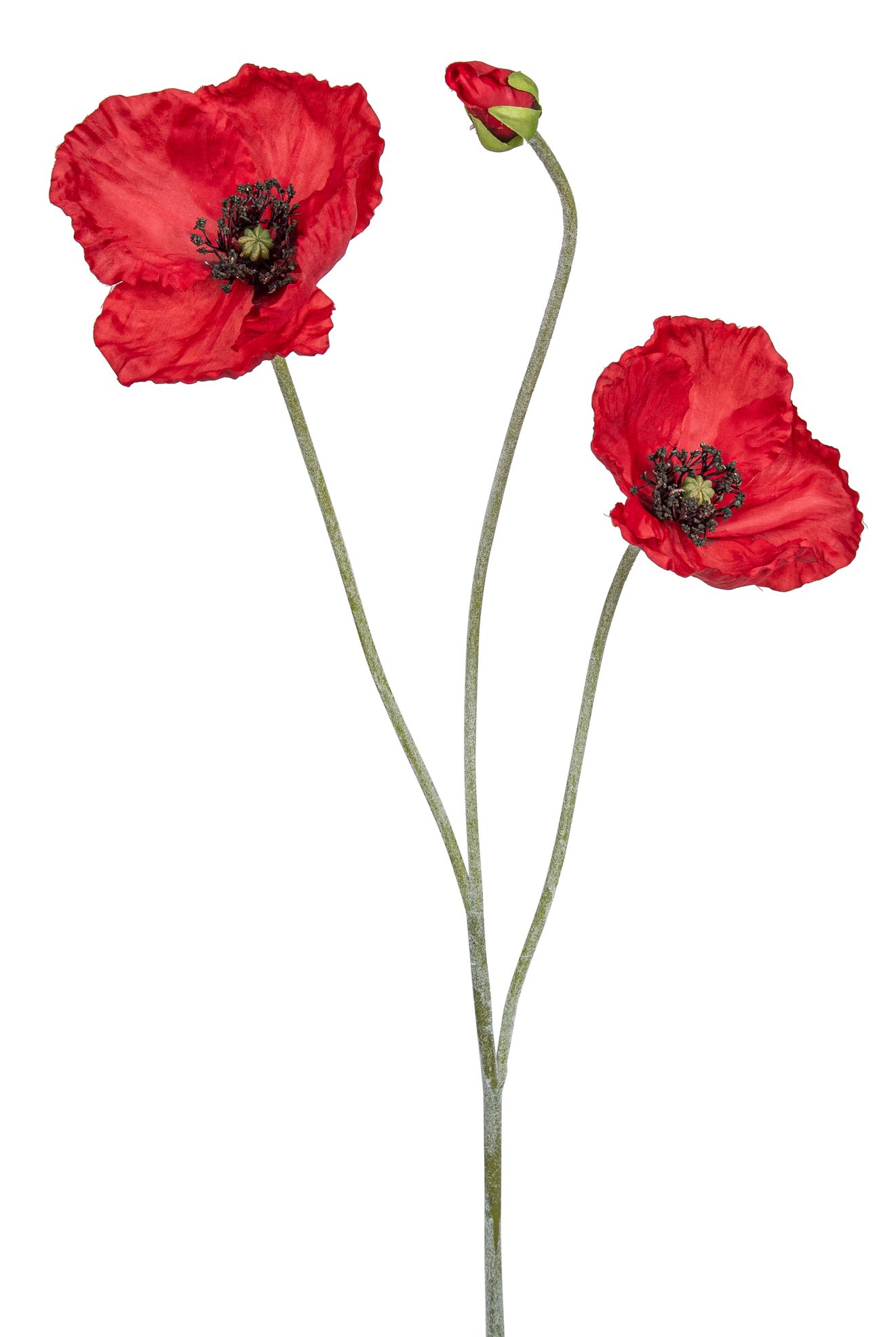 Klatschmohnzweig x 3 73cm Blütenkopf Ø ca. 10cm Farbe: rot