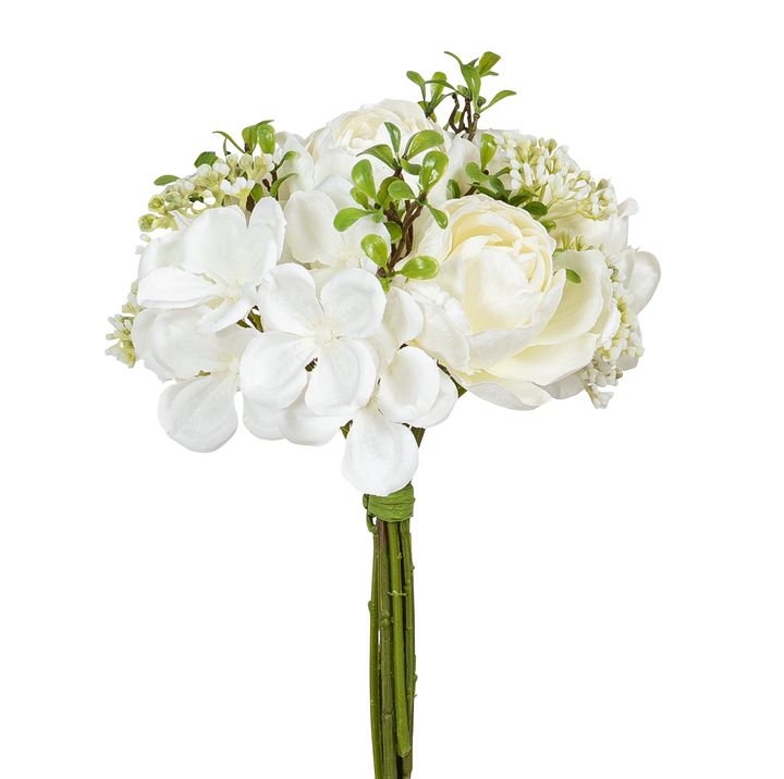 Rosen-Hortensienstrauß 23cm Ø ca. 15cm Farbe: weiß