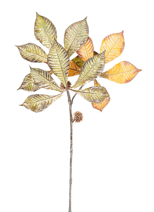 Kastanienblätterzweig x 3 45cm Farbe: grün