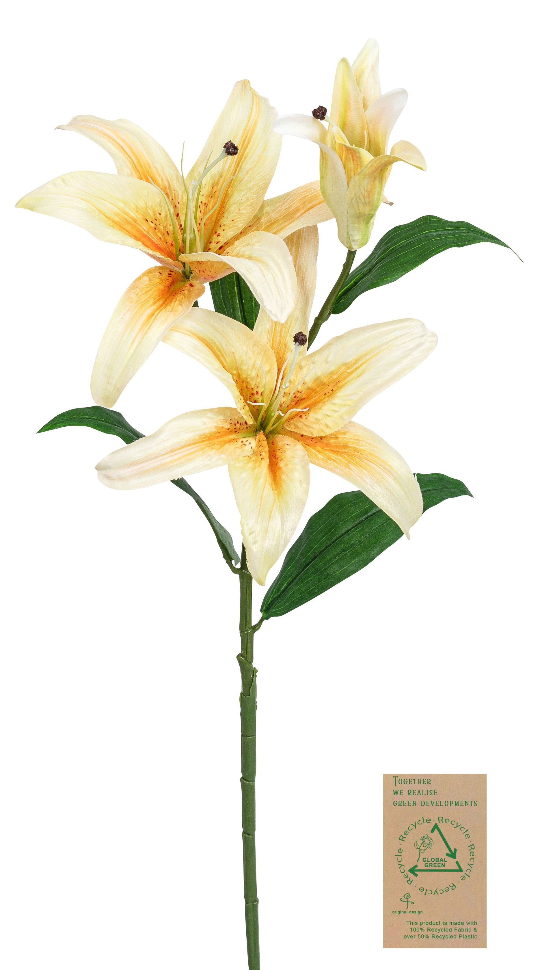 Lilienzweig RE x 3 88cm Blütenkopf Ø ca. 4/20cm Farbe: gelb