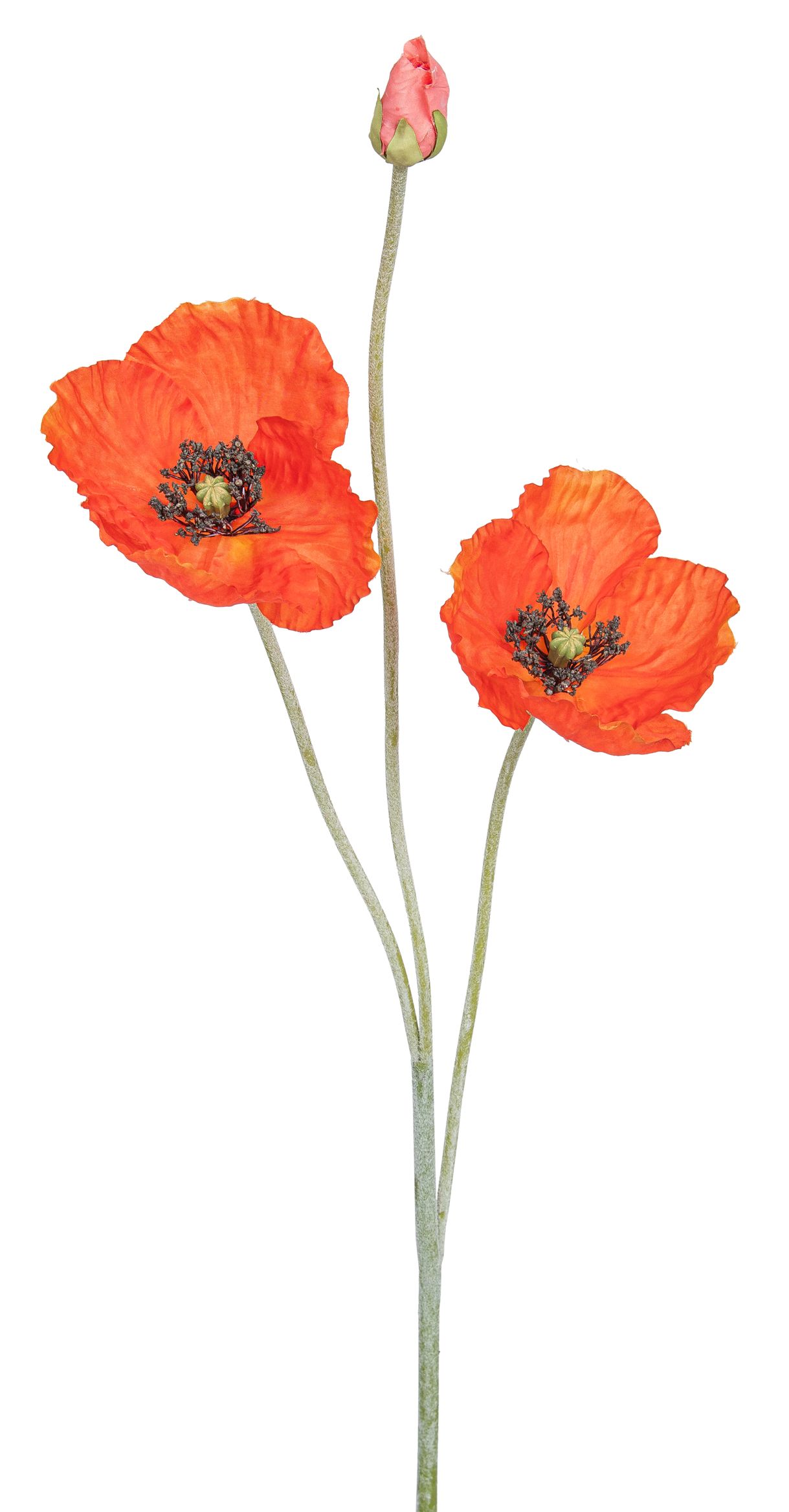 Klatschmohnzweig x 3 73cm Blütenkopf Ø ca. 10cm Farbe: orange