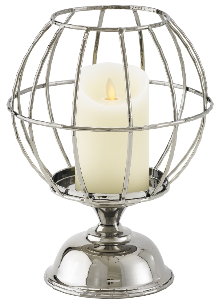 Metallkugelkerzenständer 28cm ohne Kerze Farbe: silber