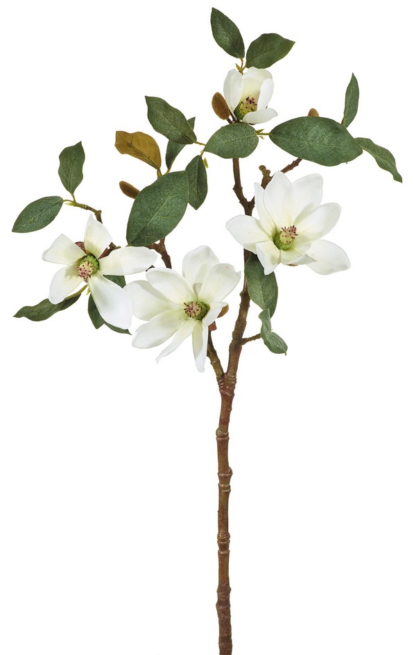 Magnolienzweig x 4 48cm Blütenkopf Ø ca. 6/10cm Farbe: weiß-grün