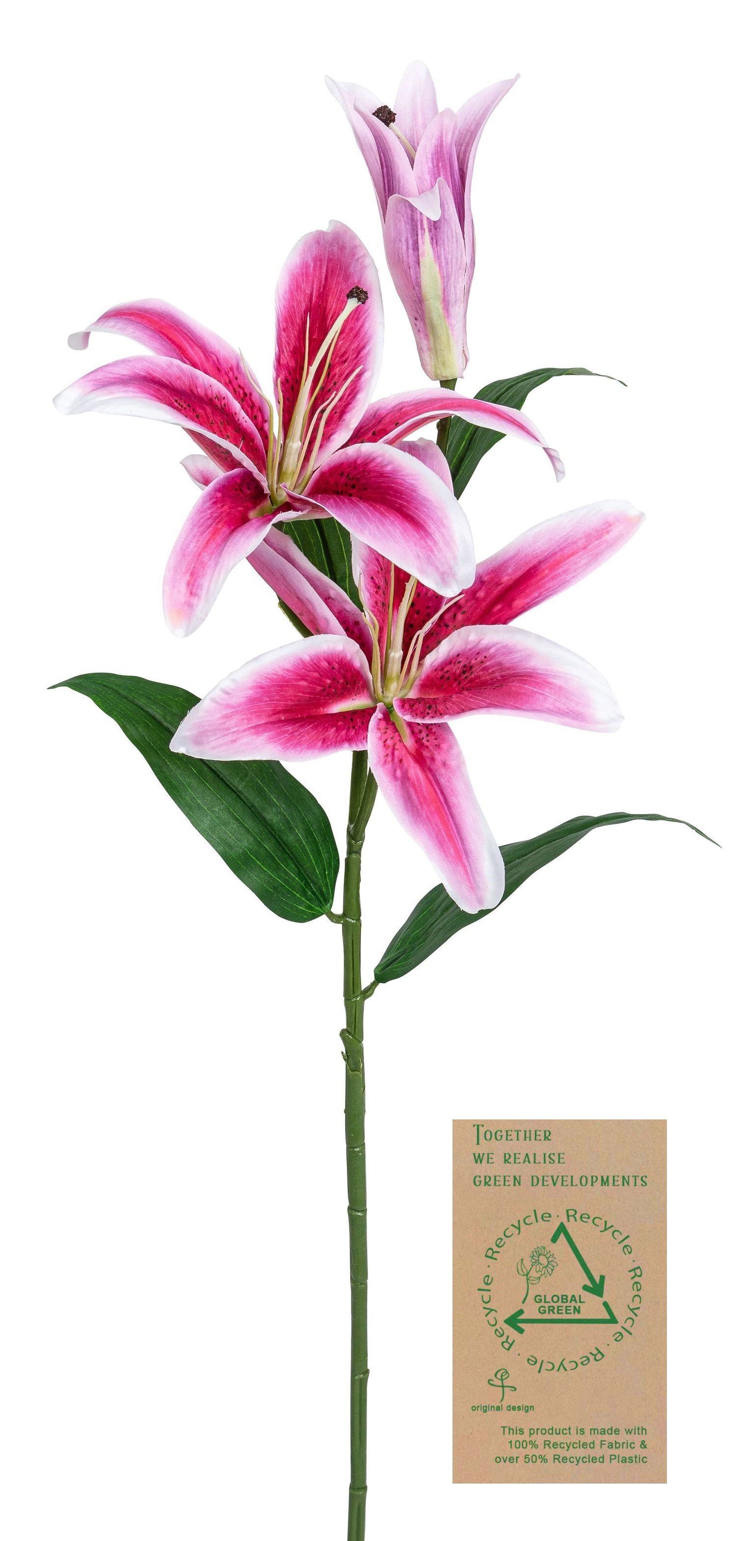 Lilienzweig RE x 3 88cm Blütenkopf Ø ca. 4/20cm Farbe: azalee
