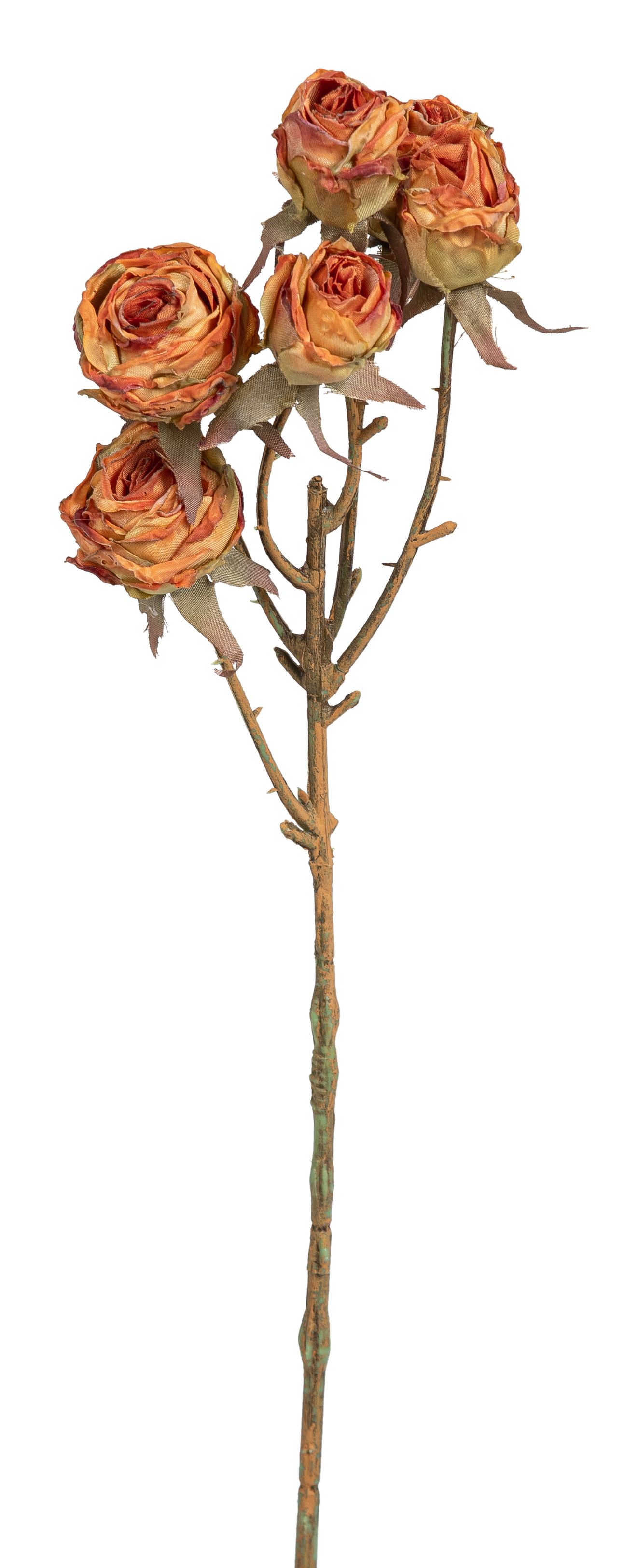 Röschenzweig x 6 52cm Blütenkopf Ø ca. 2,5/4cm Farbe: lachs