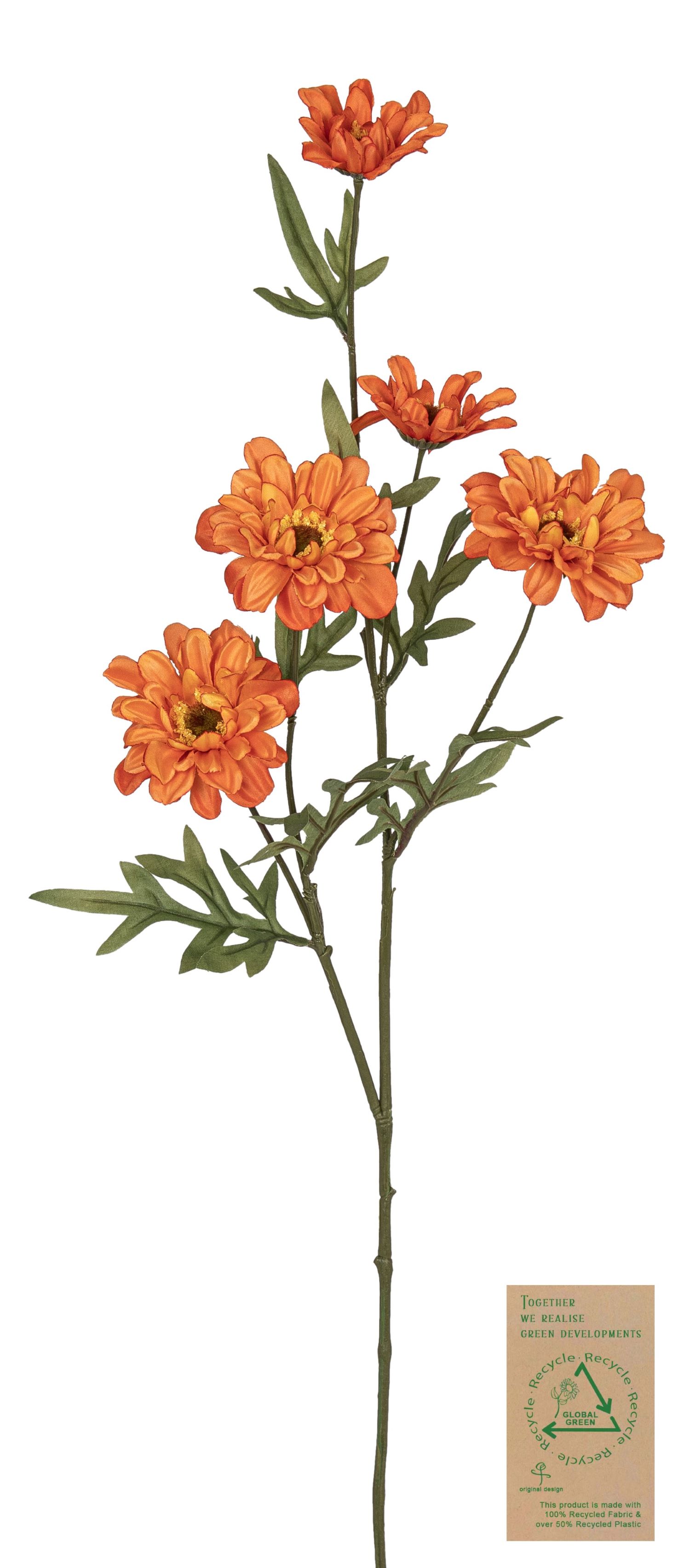 Margeritenzweig RE x 5 75cm Blütenkopf Ø ca. 5,5/7cm Farbe: orange