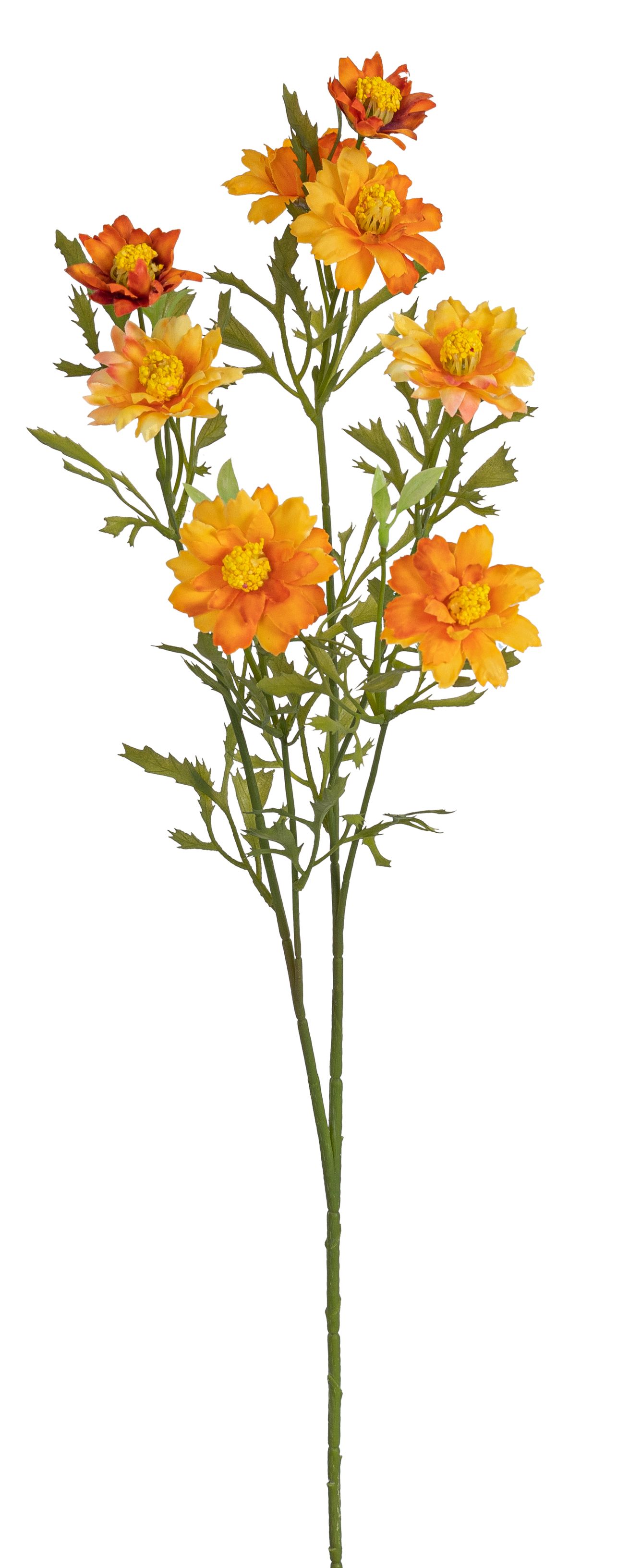 Blütenzweig 2-fach 68cm Blütenkopf Ø ca. 4/4,5/5,5cm Farbe: orange