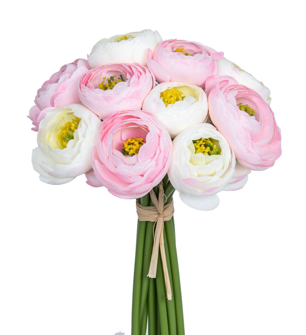 Ranunkelstrauß x 12 20cm Blütenkopf Ø ca. 4cm Farbe: weiß-rose