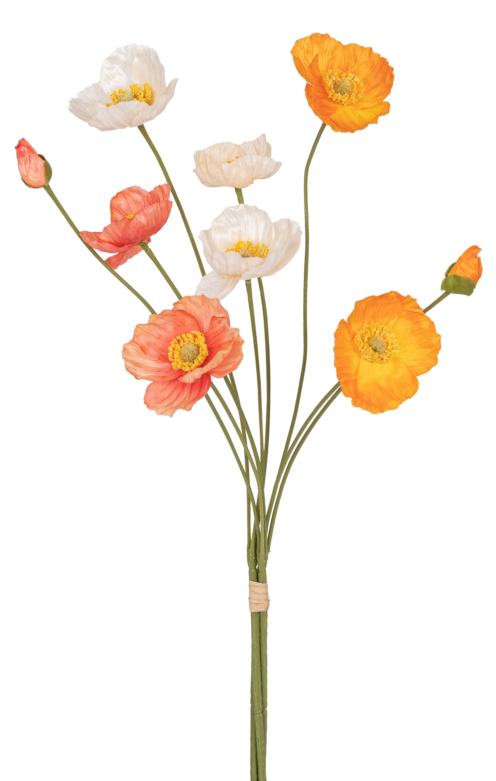 Mohnblumenbund x 9 60cm Blütenkopf Ø ca. 1,5/6/7cm Farbe: orange-gemischt