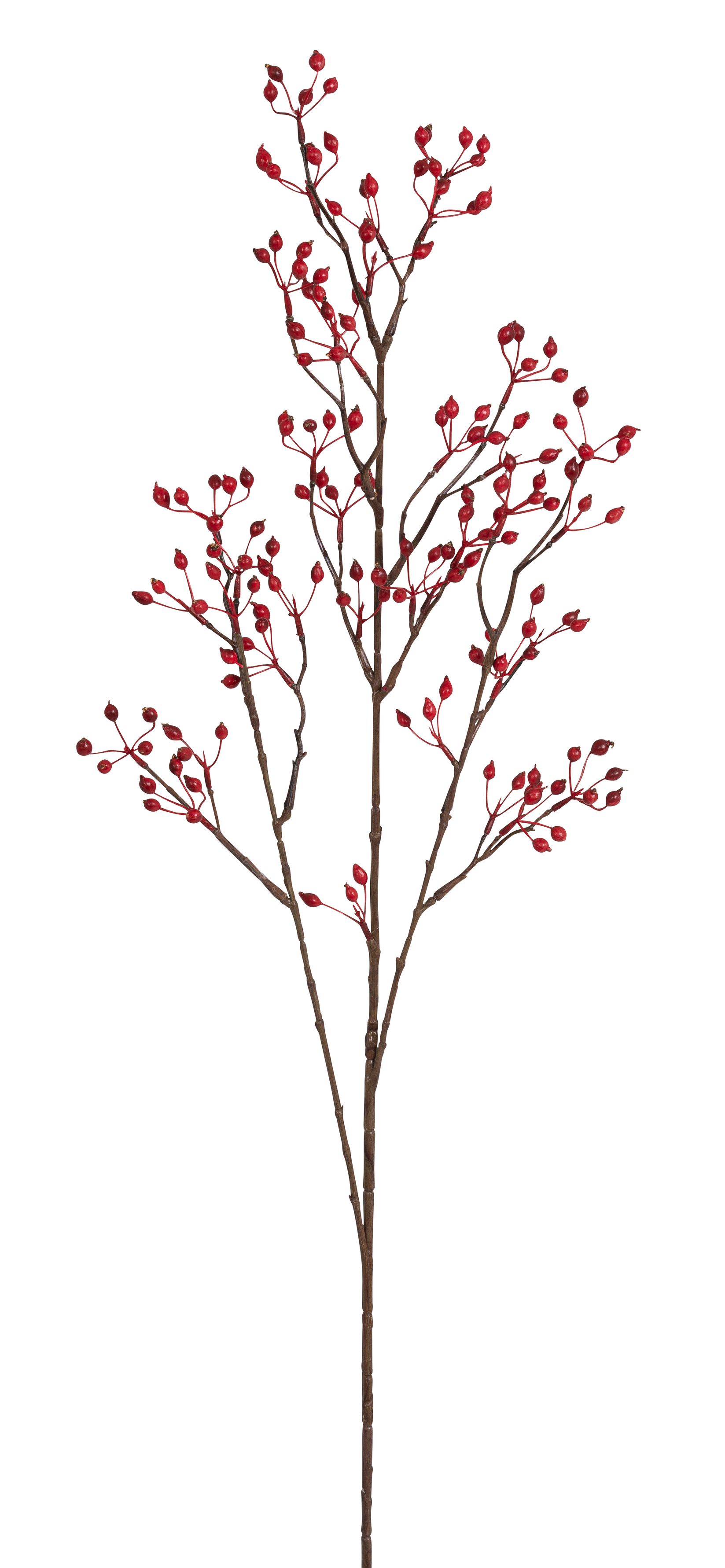 Mini-Hagebuttenzweig 3-fach 100cm Farbe: rot