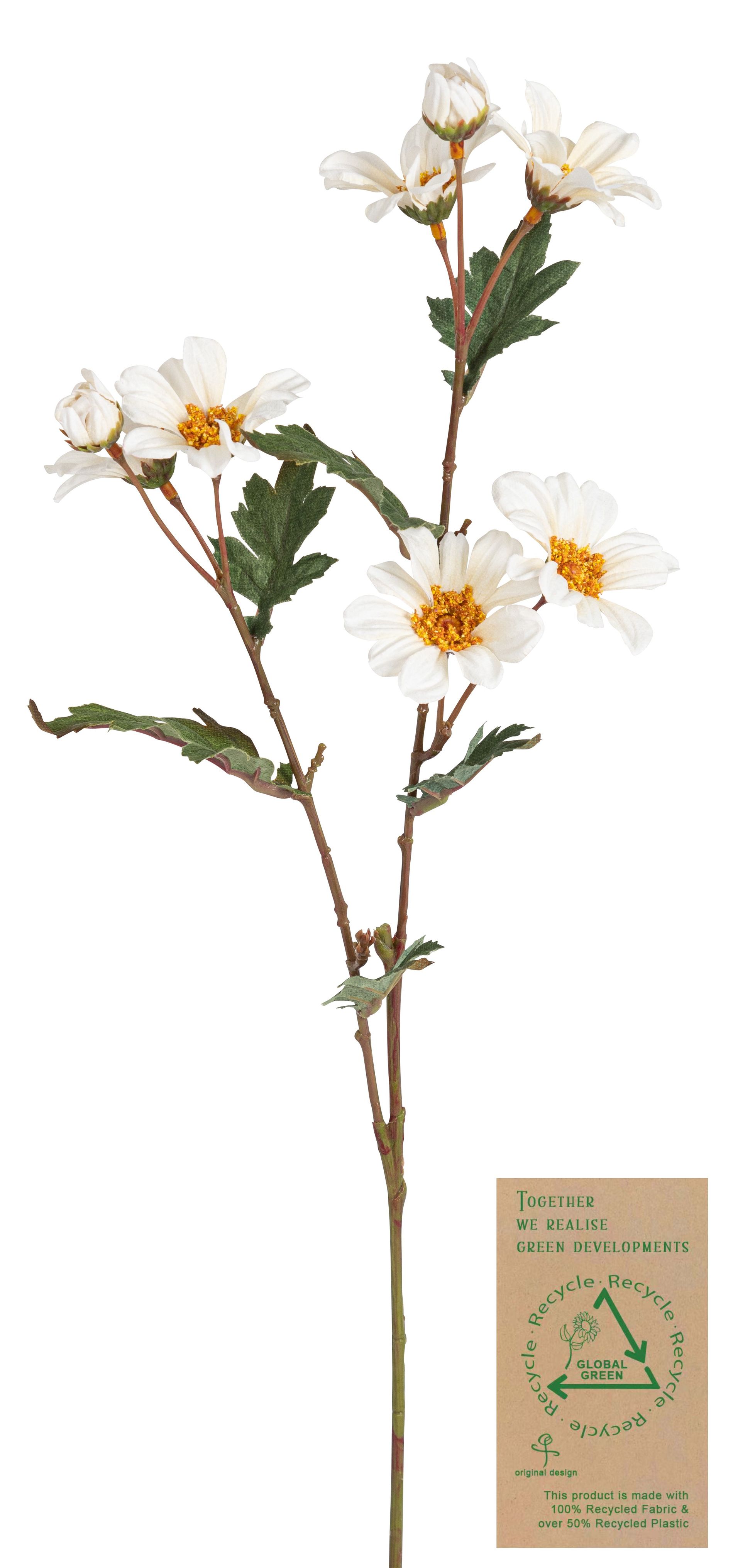 Margeritenzweig RE 2-fach 61cm Blütenkopf Ø ca. 6cm Farbe: elfenbein
