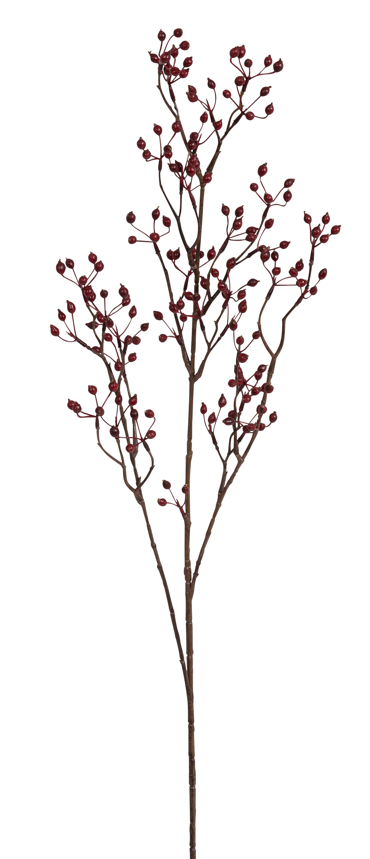 Mini-Hagebuttenzweig 3-fach 100cm Farbe: burgund