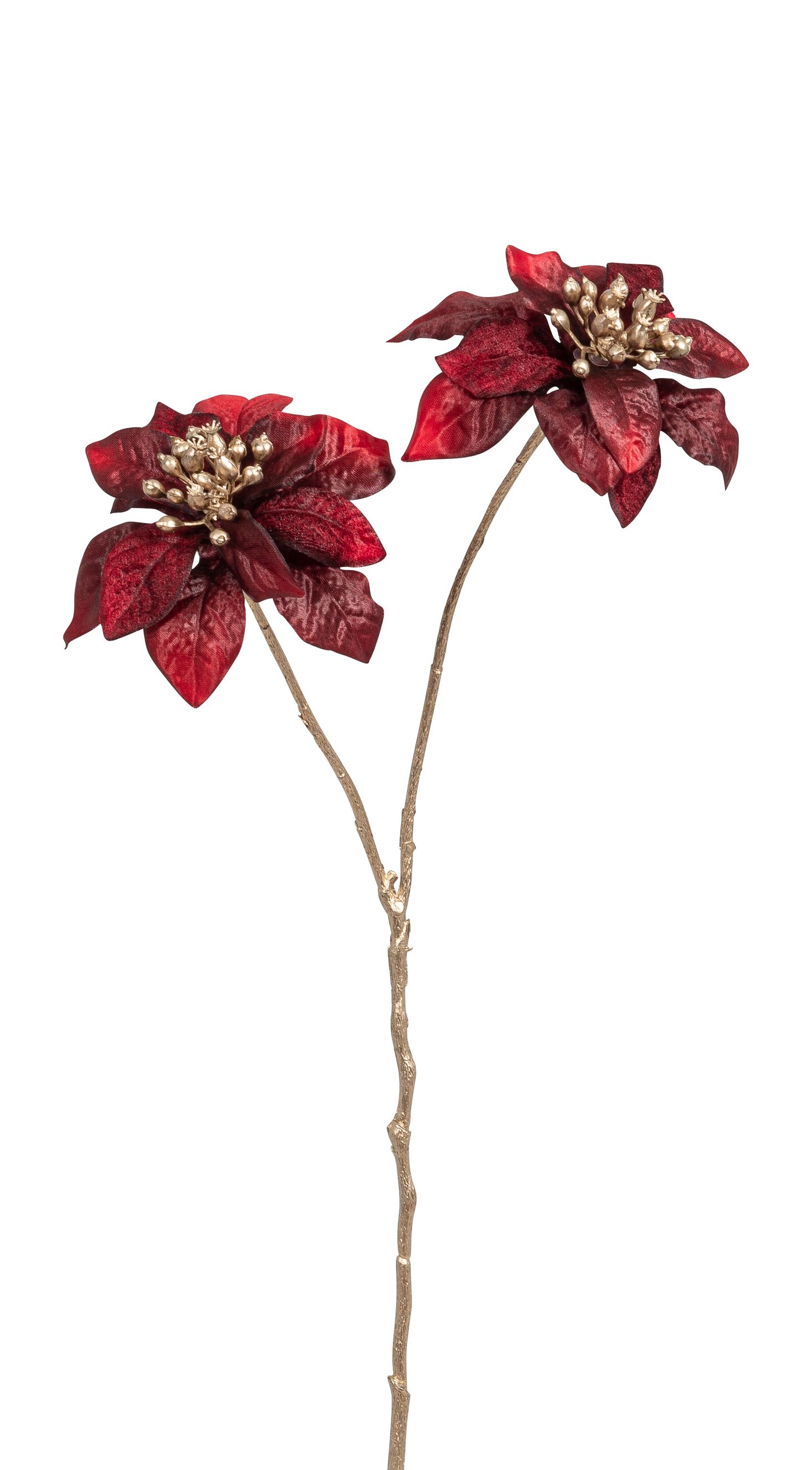 Velvet-Poinsettia x 2 42cm Blütenkopf Ø ca. 10cm Farbe: altrot