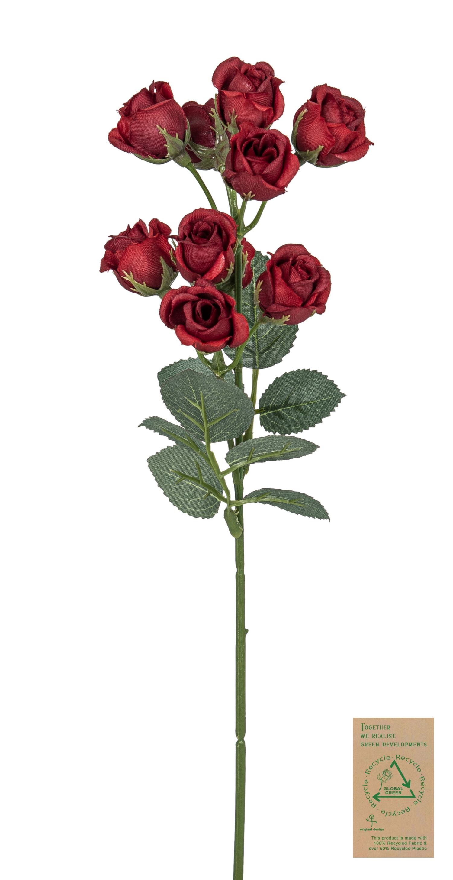 Minirosenzweig RE x 10 35cm Blütenkopf Ø ca. 2cm Farbe: rot