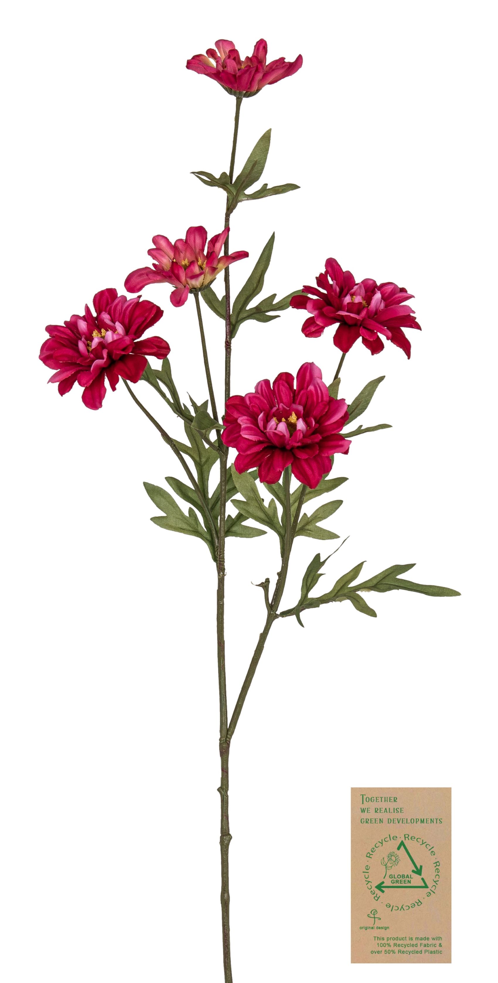 Margeritenzweig RE x 5 75cm Blütenkopf Ø ca. 5,5/7cm Farbe: cerise