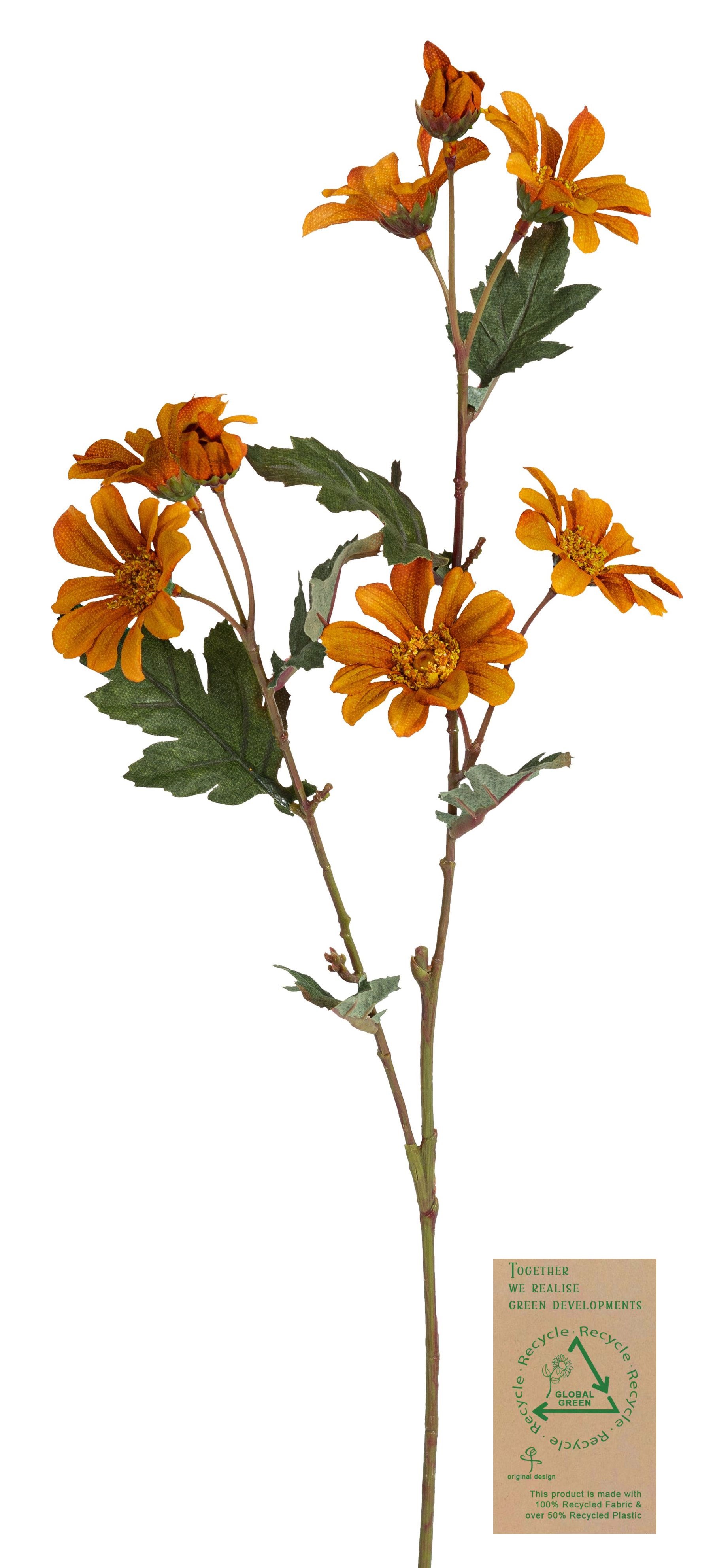 Margeritenzweig RE 2-fach 61cm Blütenkopf Ø ca. 6cm Farbe: orange-gelb